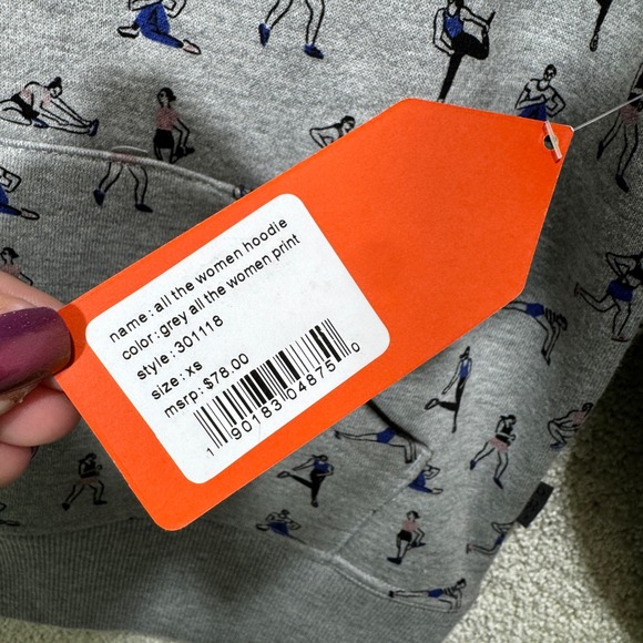 Oiselle All The Women Hoodie XS Gray Athletic Pullover Kangaroo Pocket N - Picture 7 of 11